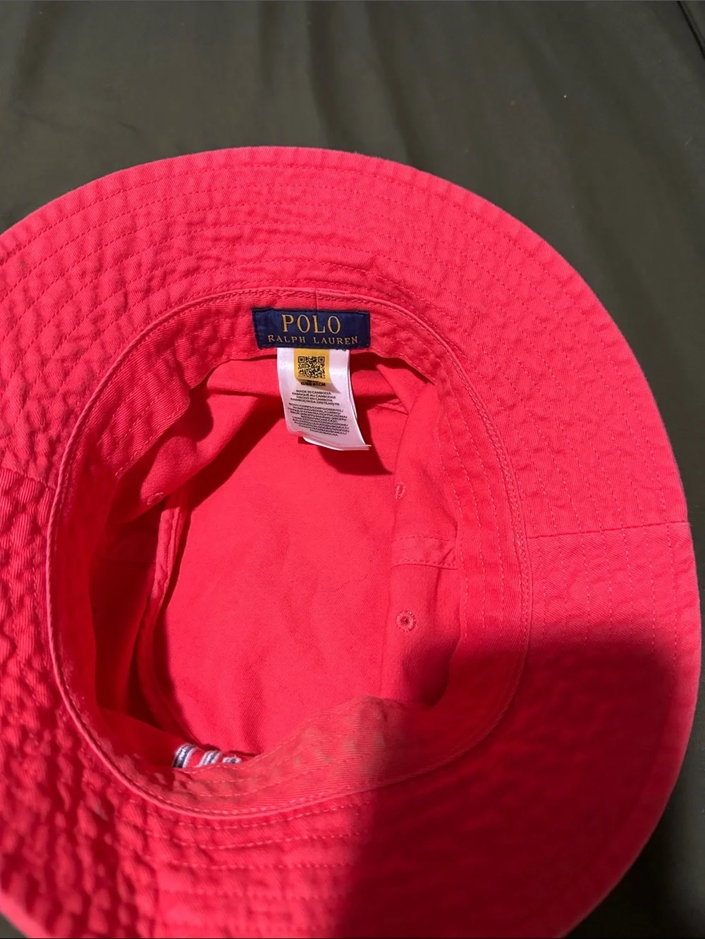 Polo by Ralph Lauren Bright Coral Kids' Bucket Hat with Embroidered POLO